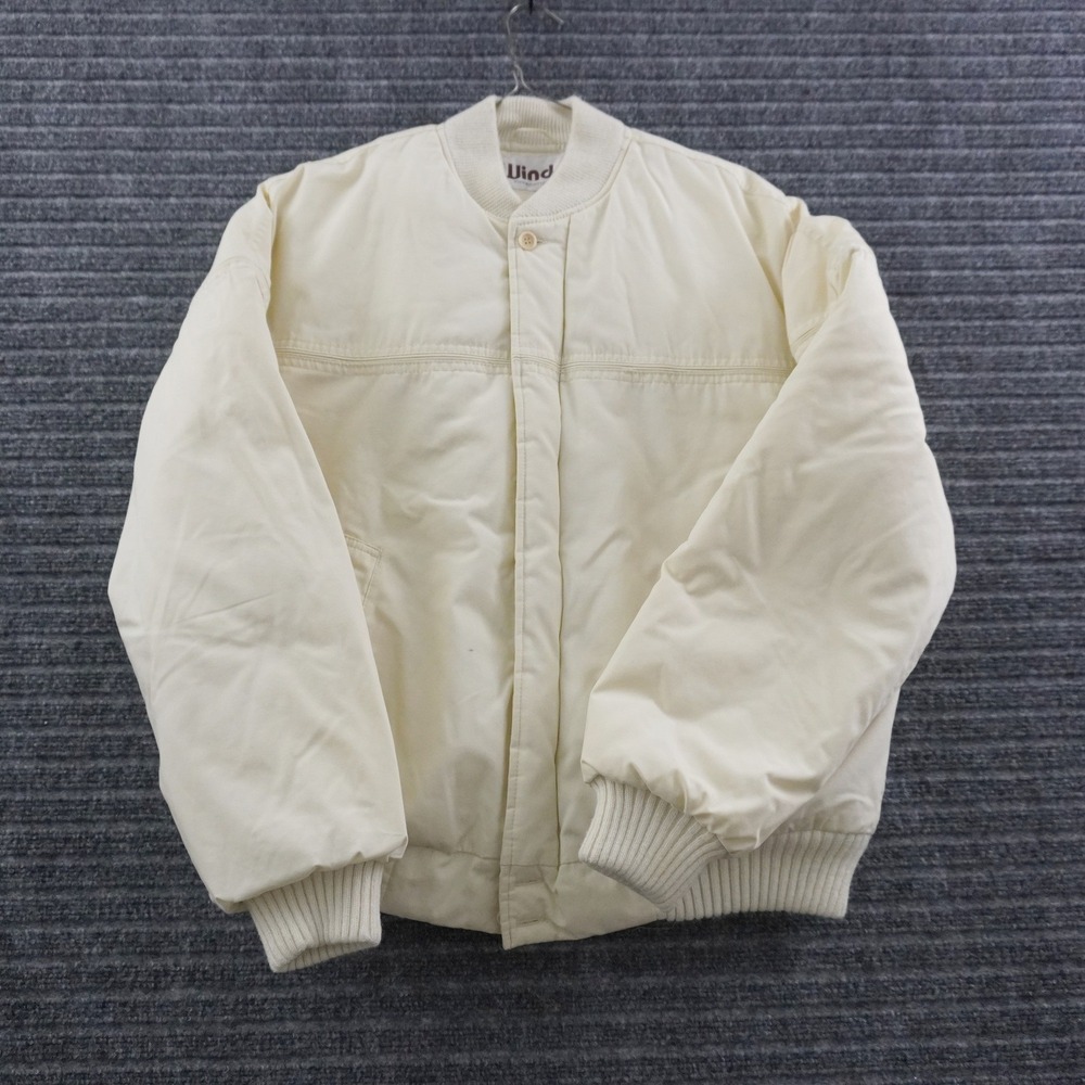 Vintage 80s Windsor International Ltd Bomber Jacket Mens L Cream Quilted Lined